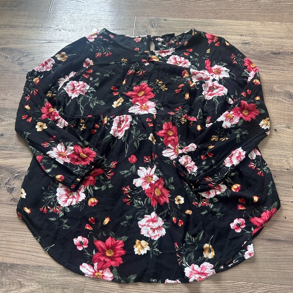 Torrid Black Floral Babydoll Tunic size 0 - Picture 2 of 6